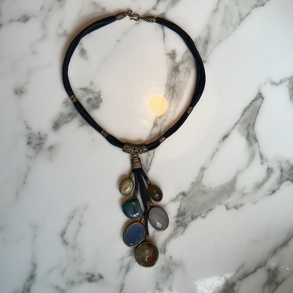 Brass and Agate Tribal Necklace - Picture 1 of 6
